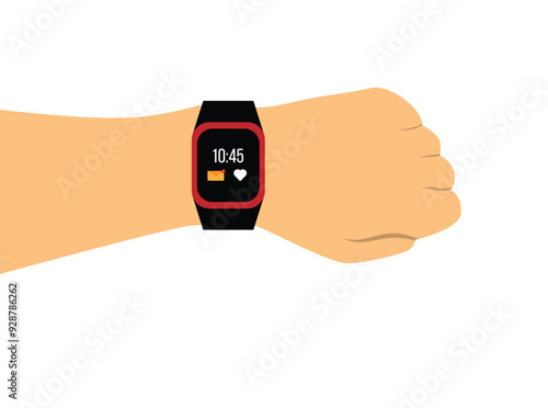 Human Hand with a Smart Watch. Technology and portable digital device concept vector