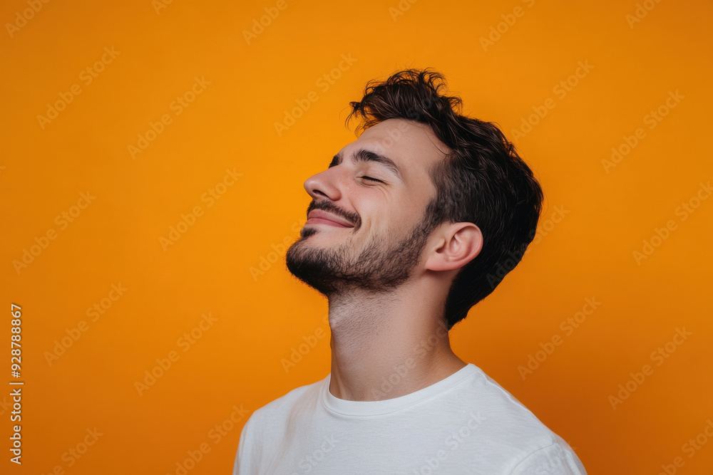 A close up of a man's face with his eyes closed A close up of a man's face with his eyes closed