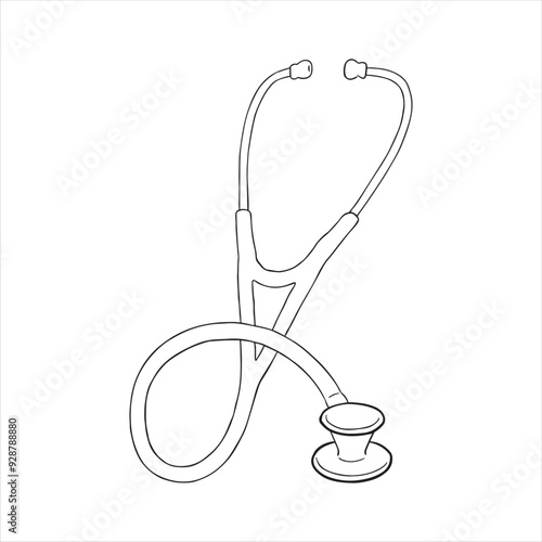 Medical Stethoscope Outline Drawing Illustration