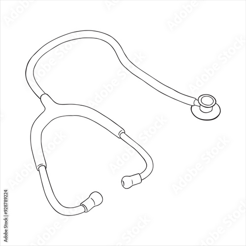 Medical Stethoscope Outline Drawing Illustration