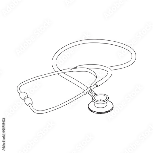 Medical Stethoscope Outline Drawing Illustration