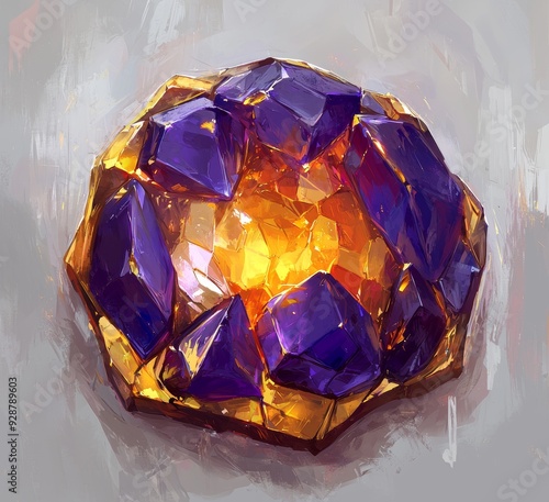 The game features a blue crystal, a fantasy icon, a glass object, amethyst, crystal, cacholong, quartz, chalcedony, diamond, and realistic graphics. photo