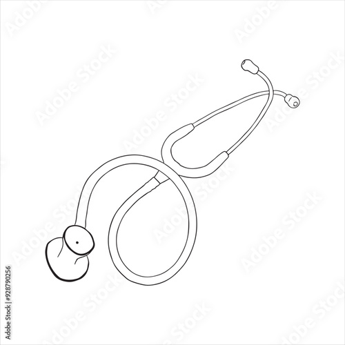 Medical Stethoscope Outline Drawing Illustration