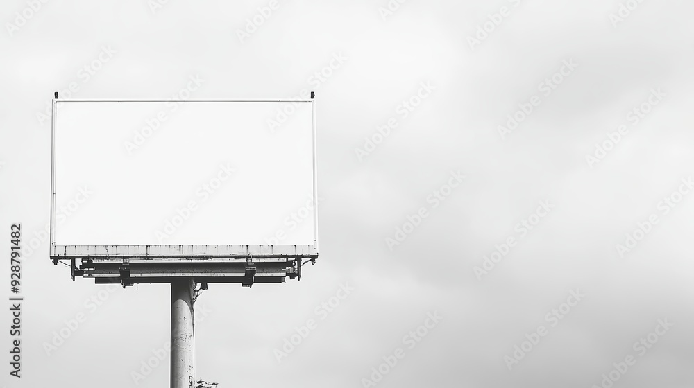 Blank White Billboard with a Clear Sky Background standing isolated with no additional elements Blank White Billboard with a Clear Sky Background standing isolated with no additional elements