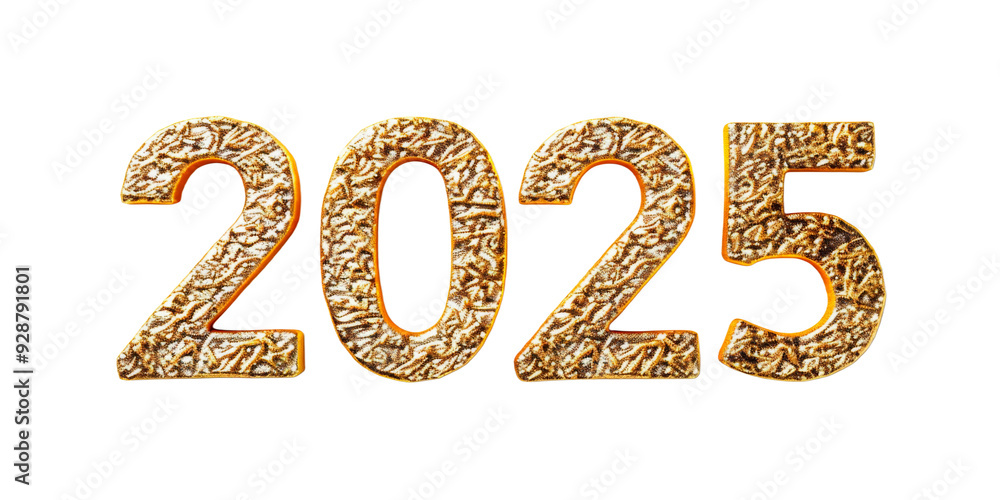 Lustrous '2025' numerals with a golden crackled texture, ideal for New Year celebrations or futuristic events Lustrous '2025' numerals with a golden crackled texture, ideal for New Year celebrations or futuristic events