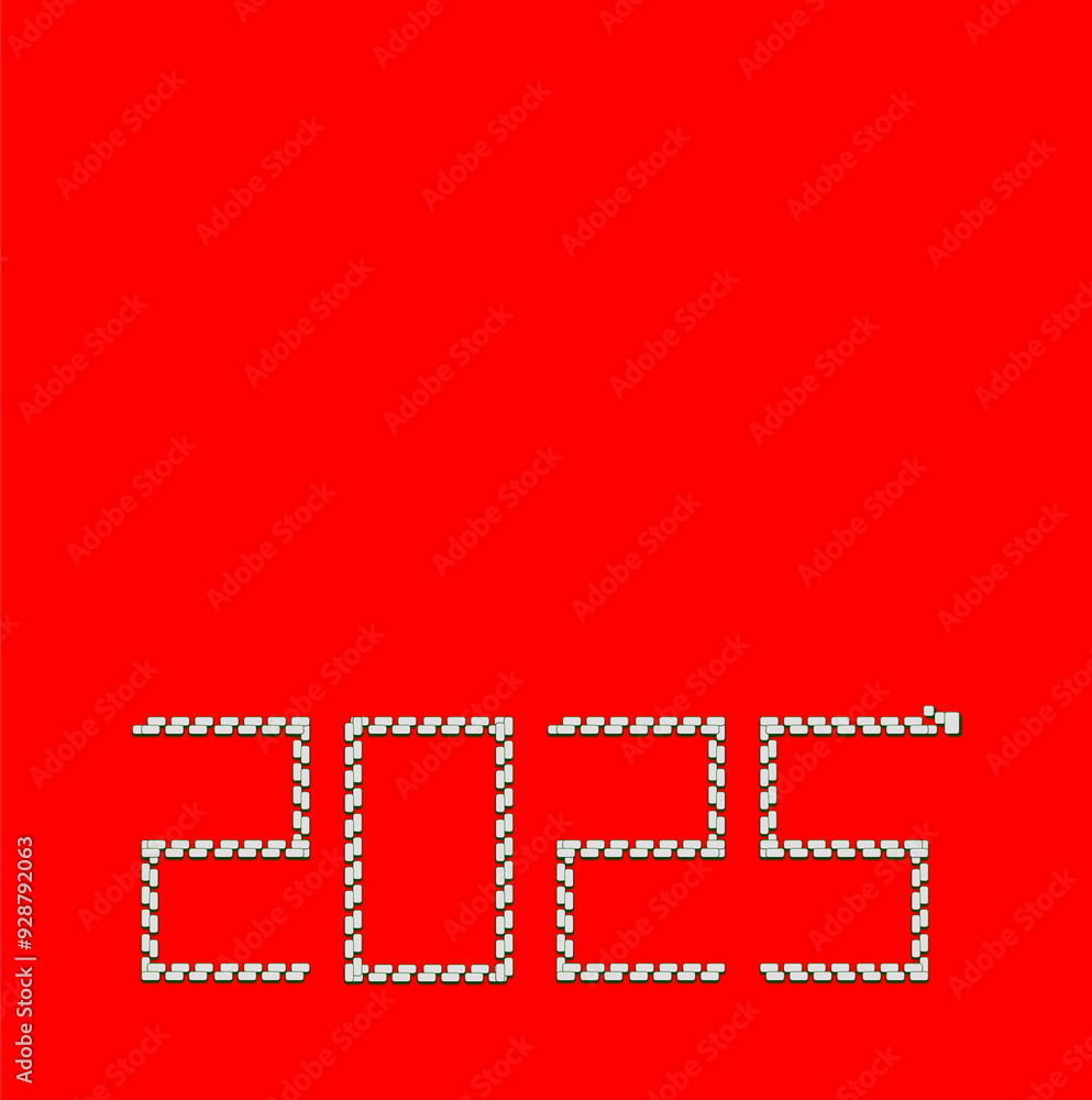 Fototapeta premium This is a stylish and eyecatching design for the year 2025 presented on a red background