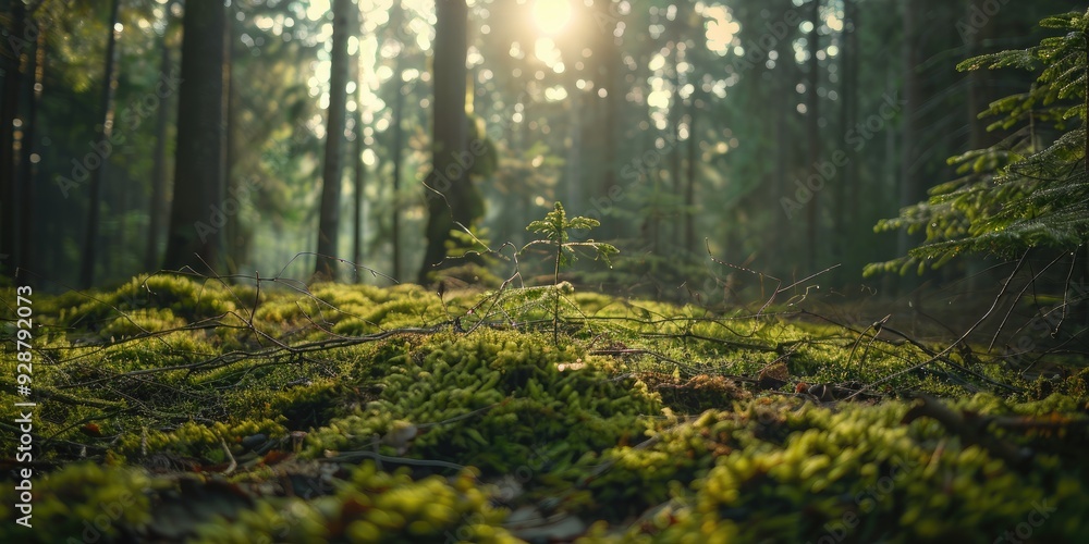 Fototapeta premium Forest floor for thematic use in topics like erosion landslides and forest soils