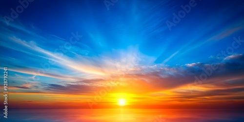 Abstract gradient sunrise in the sky with blue and orange natural background, sunrise, sky, blue, orange, abstract, gradient
