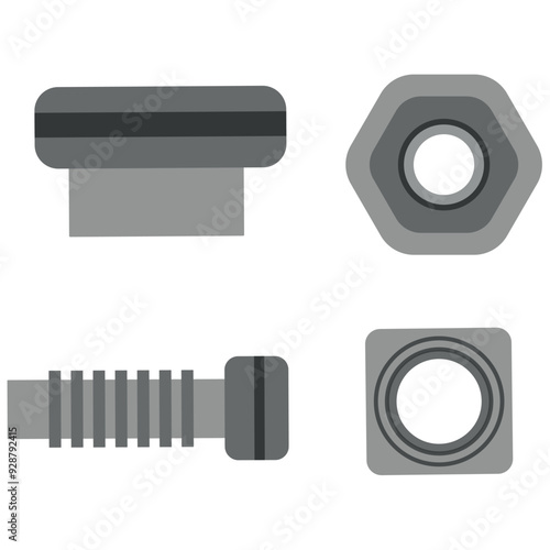 set of various bolts and rivets for various repair or work, vector