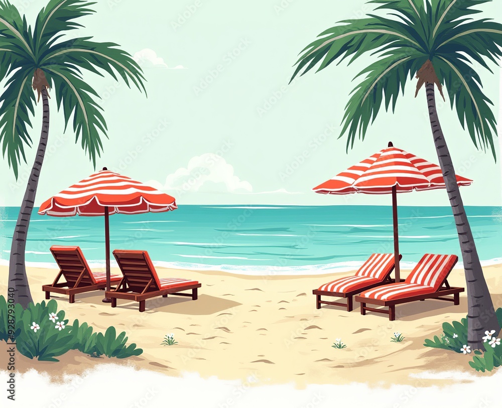 Fototapeta premium Abstract Summer Beach Vacation Poster | Contemporary Art Collage Background