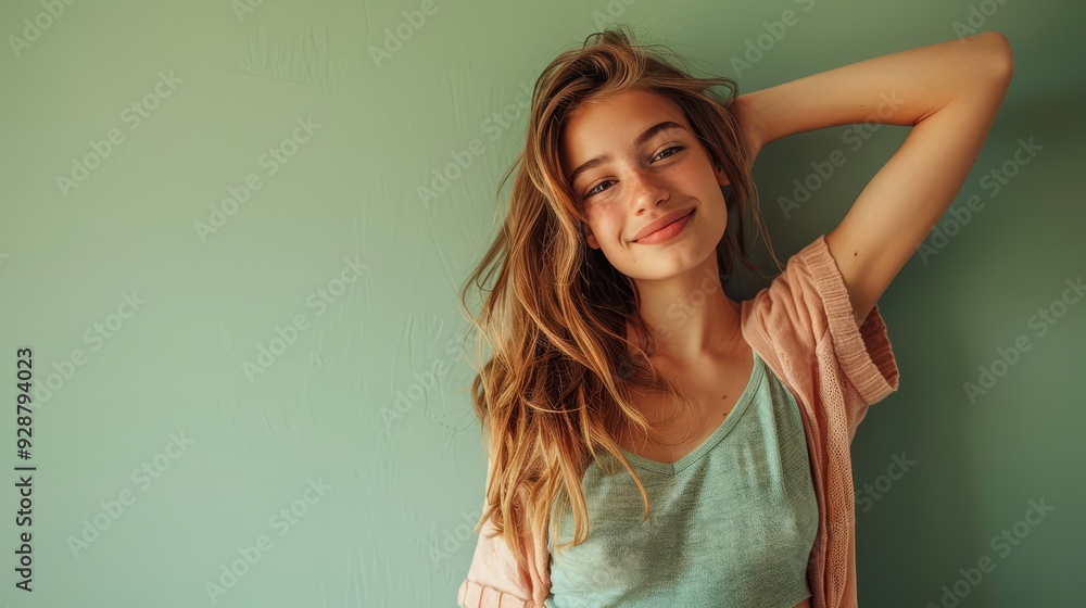 A pregnant European teenage girl standing with one 037 woman, beauty, hair, model, fashion, person, people, studio, face, one, expression, smiling, blonde, hands, smile, posing, black, emotion, dress A pregnant European teenage girl standing with one 037 woman, beauty, hair, model, fashion, person, people, studio, face, one, expression, smiling, blonde, hands, smile, posing, black, emotion, dress
