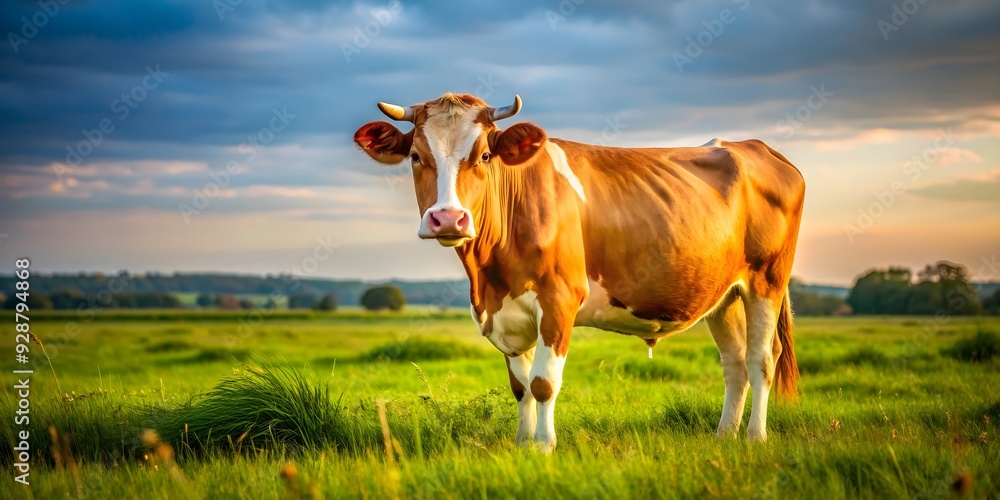 Cow standing alone in a field, cow, isolated, standing, field, nature, animal, farm, agriculture, countryside Cow standing alone in a field, cow, isolated, standing, field, nature, animal, farm, agriculture, countryside