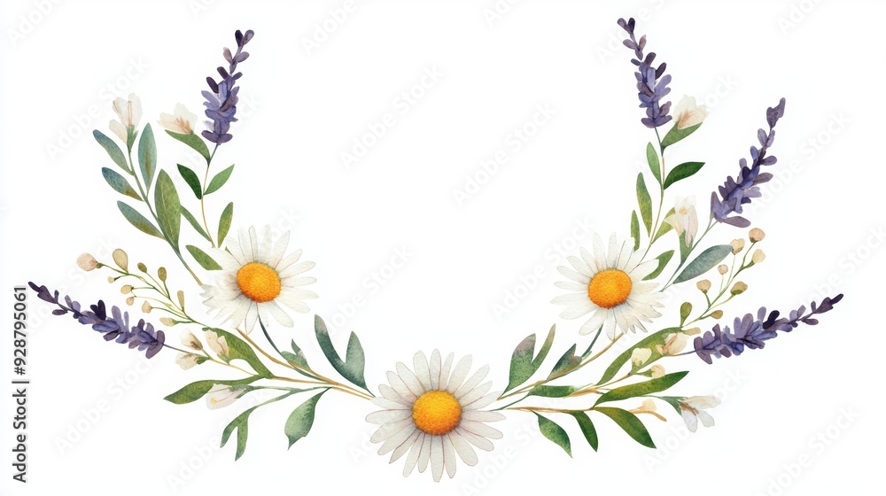 A flowery border with a white and yellow flower in the center A flowery border with a white and yellow flower in the center