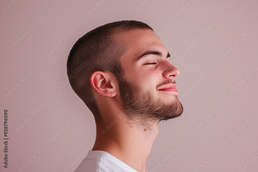 Fototapeta premium A close up of a man's face with his eyes closed