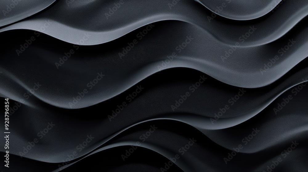 Obraz premium A textured black wave pattern creating a modern, sleek design.