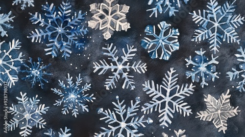 Watercolor Winter Snowflake Pattern for Seasonal Backgrounds