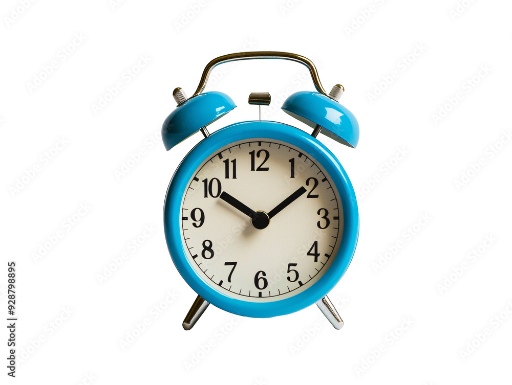 a blue alarm clock with bells a blue alarm clock with bells