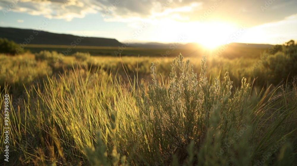 A field of grass with a sun in the sky A field of grass with a sun in the sky