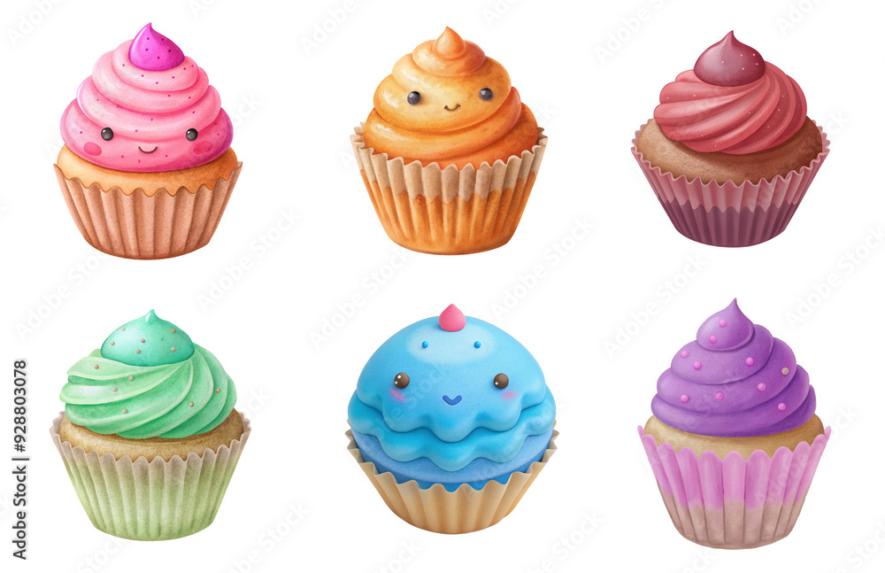 Cute Top View Cupcake Isolated on Transparent Background Cute Top View Cupcake Isolated on Transparent Background