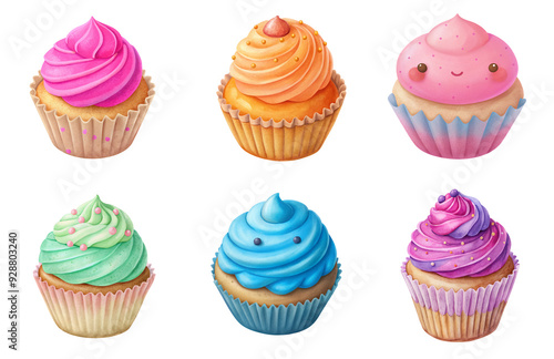 Cute Top View Cupcake Isolated on Transparent Background