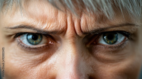 Intense Gaze: Close-up of Woman's Eyes Showing Determination and Emotion