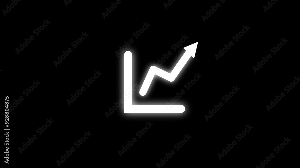 business growth icon and business sales increase icon animation on black background. business growth icon and business sales increase icon animation on black background.