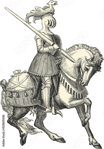 knight vintage illustration isolated on transparent background