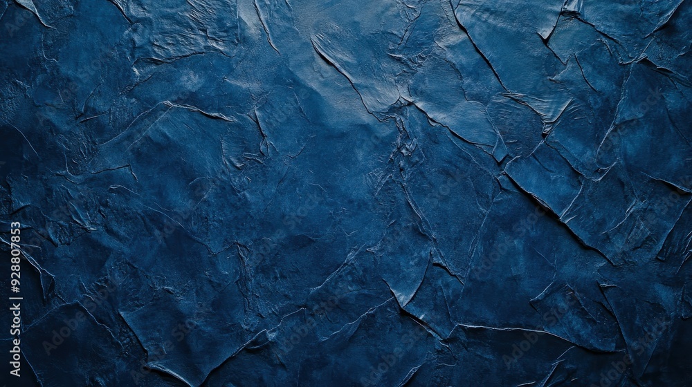 A textured dark blue surface resembling crumpled leather or paper. A textured dark blue surface resembling crumpled leather or paper.