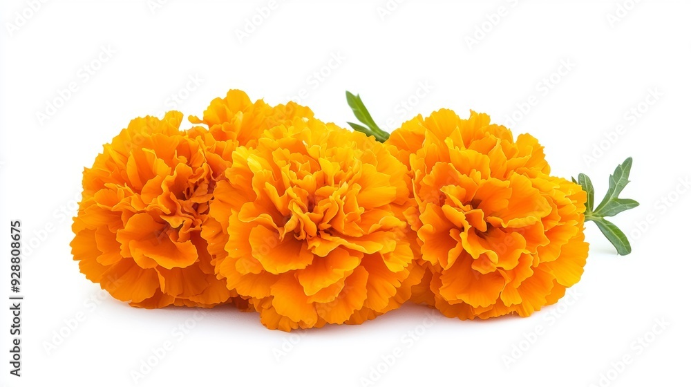 Three orange flowers are arranged in a row Three orange flowers are arranged in a row