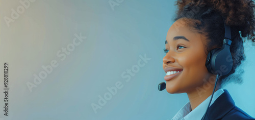 Wallpaper Mural african woman customer support smile happy vibe with copy space Torontodigital.ca