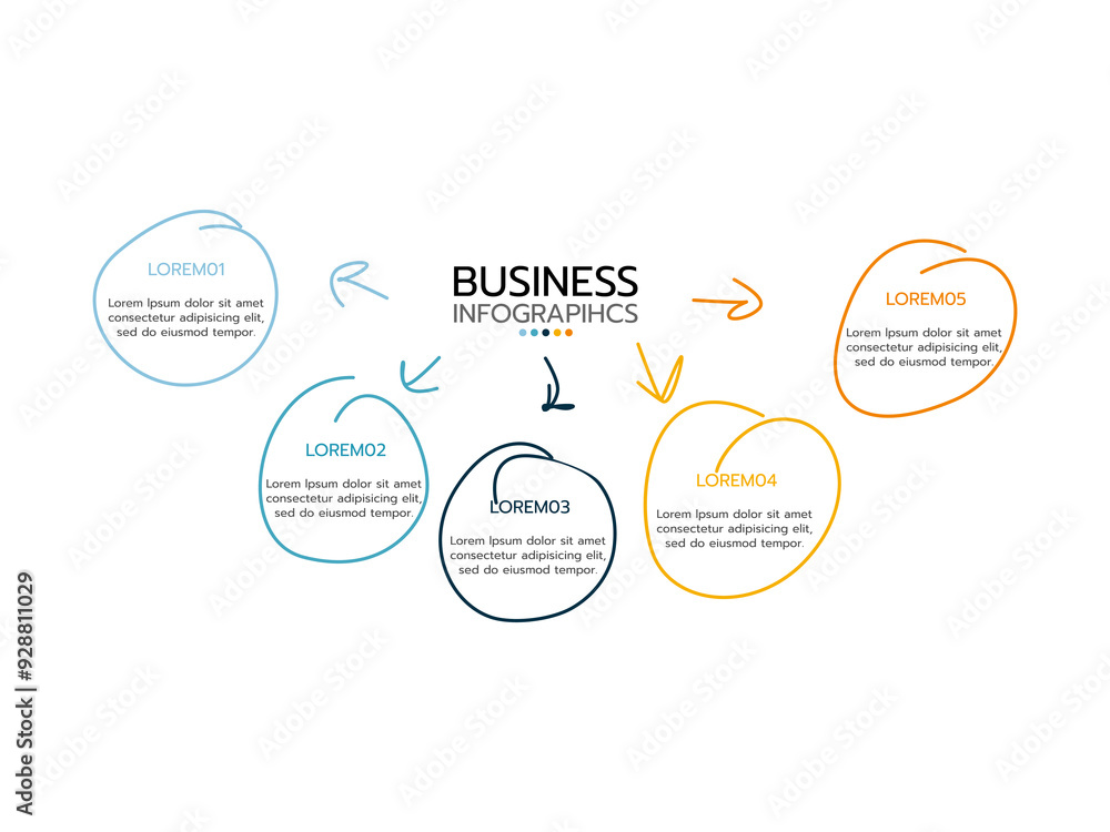 Business infographic template. concept hand drawn style with 5 options or steps. Business infographic template. concept hand drawn style with 5 options or steps.