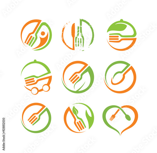food and restaurant logo set vectors