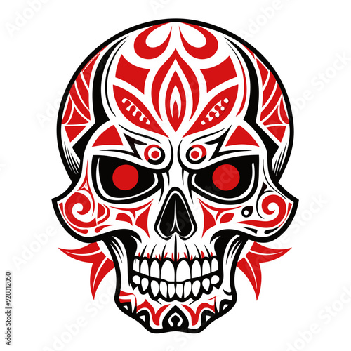 A-skull-with-intricate-tribal-patterns-