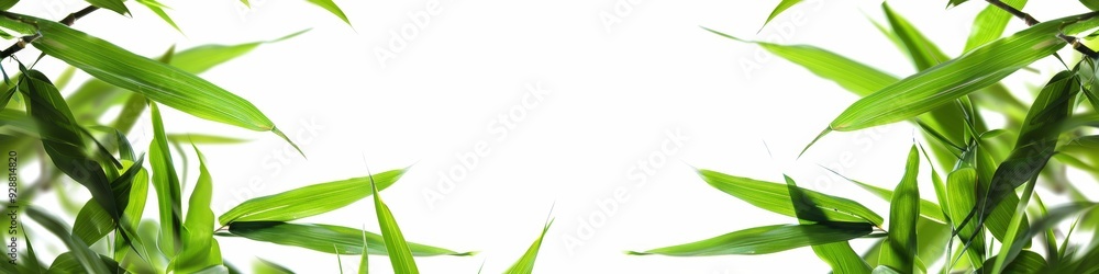 Green bamboo leaves on white Green bamboo leaves on white