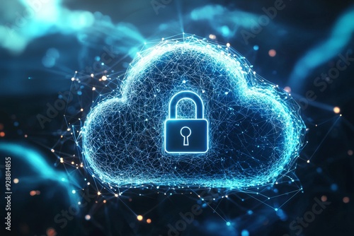 Wallpaper Mural Illustration of Cloud Security Services Technology created with Generative AI Torontodigital.ca