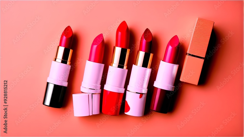 lipstick isolated on white background, brush, conceler, powders on cosmetic lipstick isolated on white background, brush, conceler, powders on cosmetic
