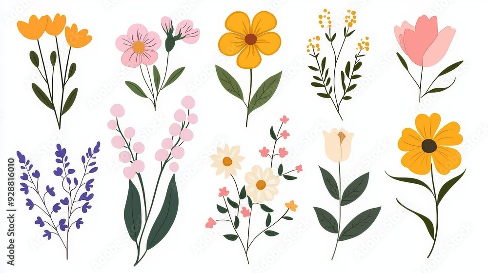 A collection of flowers in various colors and sizes A collection of flowers in various colors and sizes