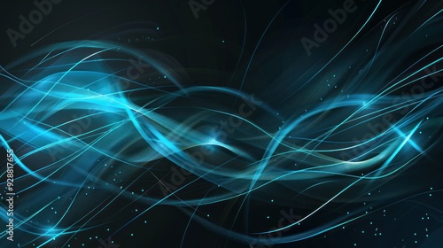 Abstract Swirling Lines and Glowing Particles