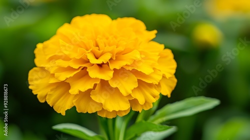 A yellow flower with green leaves