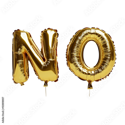 Word YES and NO of Gold foil balloons forming on plain white Transparent background OPEN and Invitation Concept