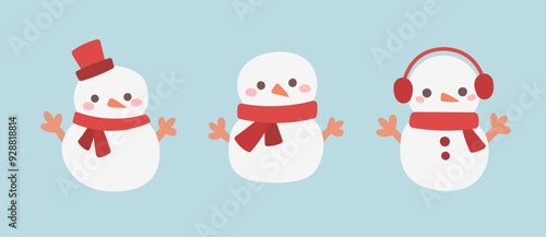 Christmas vector illustration of cute xmas snowman