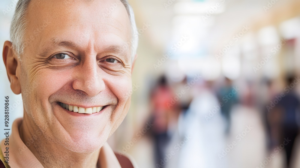 Engaging Educator: Teacher's Warm and Approachable Smile with a Blurred Bustling Campus Corridor Engaging Educator: Teacher's Warm and Approachable Smile with a Blurred Bustling Campus Corridor