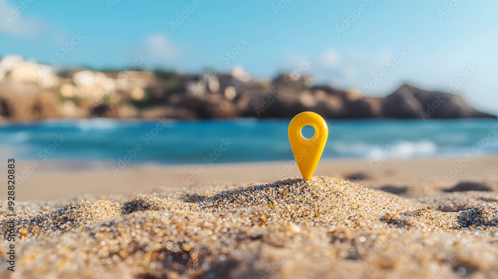 Obraz premium Illustration of a pin icon indicating a prime commercial real estate location, generating returns from investing in real estate, renting and speculating and selling assets