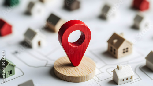 Illustration of a pin icon indicating a prime commercial real estate location, generating returns from investing in real estate, renting and speculating and selling assets