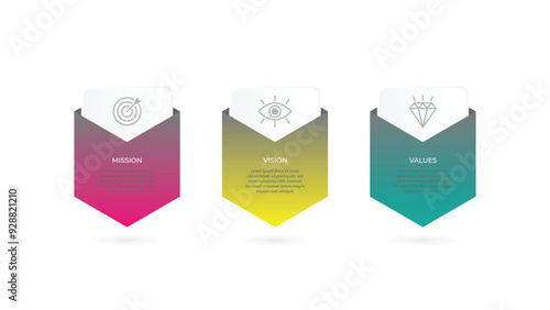 Mission,vision,values,graphic design template.eps 10 on white backgruond photo