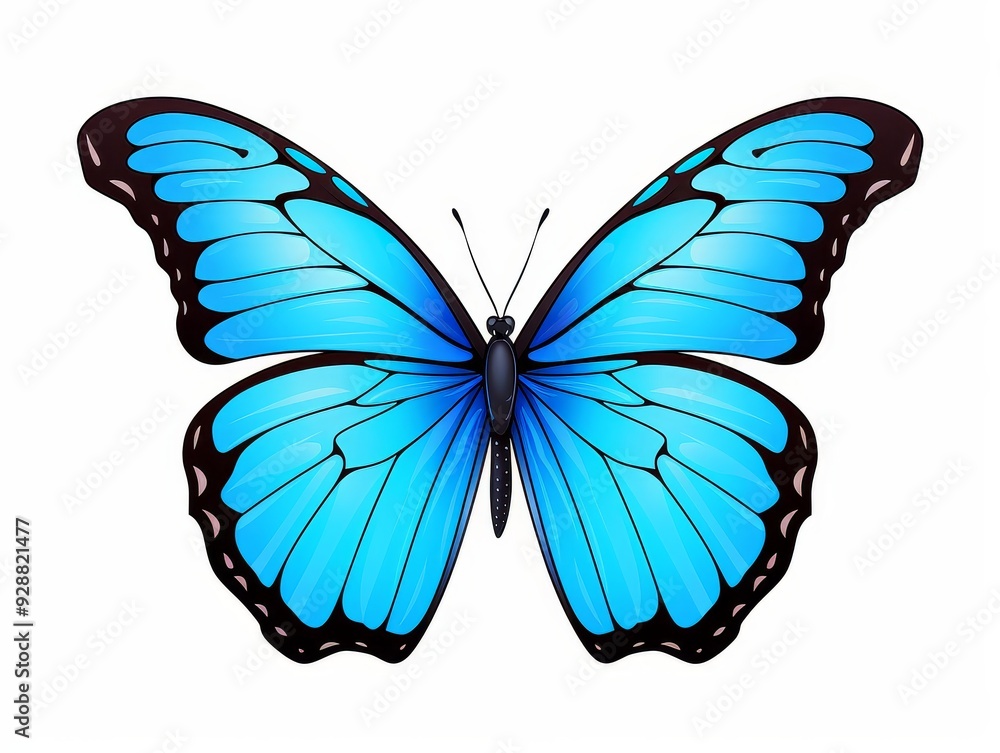 Blue Morpho Butterfly Tattoo Illustration on White Blue Morpho Butterfly Tattoo Illustration on White
