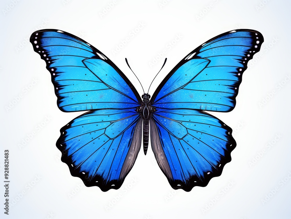 Blue Morpho Butterfly Tattoo with Linework Blue Morpho Butterfly Tattoo with Linework