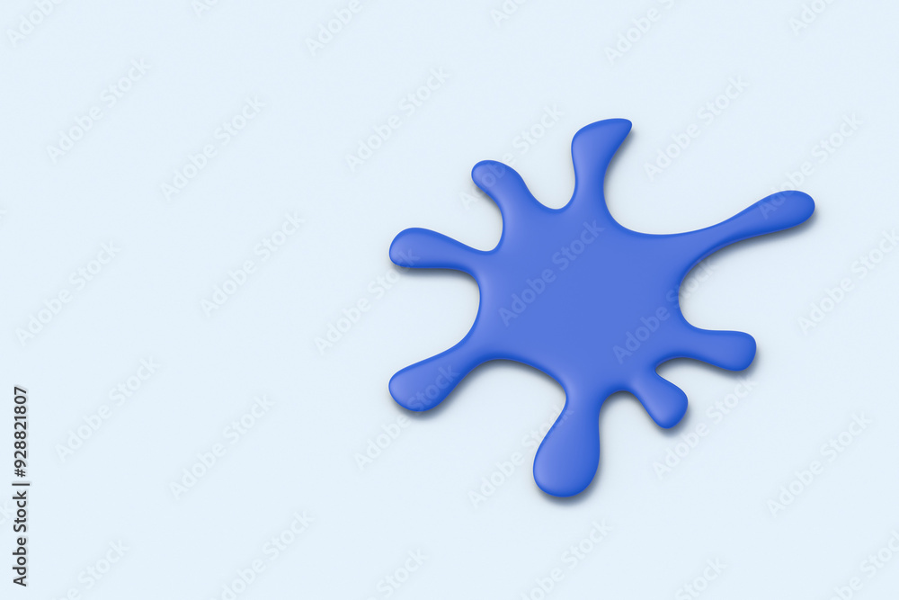 Blue paint splash on grey background. Ink blotch. Dirty liquid stain. Copy space. 3d render Blue paint splash on grey background. Ink blotch. Dirty liquid stain. Copy space. 3d render