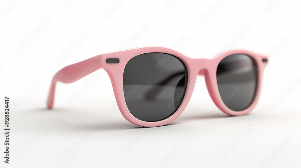 Fototapeta premium Minimalist pink sunglasses with dark lenses, perfect for a modern, understated look, shown in close-up.
