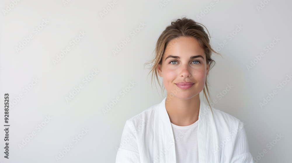 A stunning young Scandinavian woman with vibrant, healthy skin and striking features, embodying elegance and confidence in a minimalist portrait. A stunning young Scandinavian woman with vibrant, healthy skin and striking features, embodying elegance and confidence in a minimalist portrait.